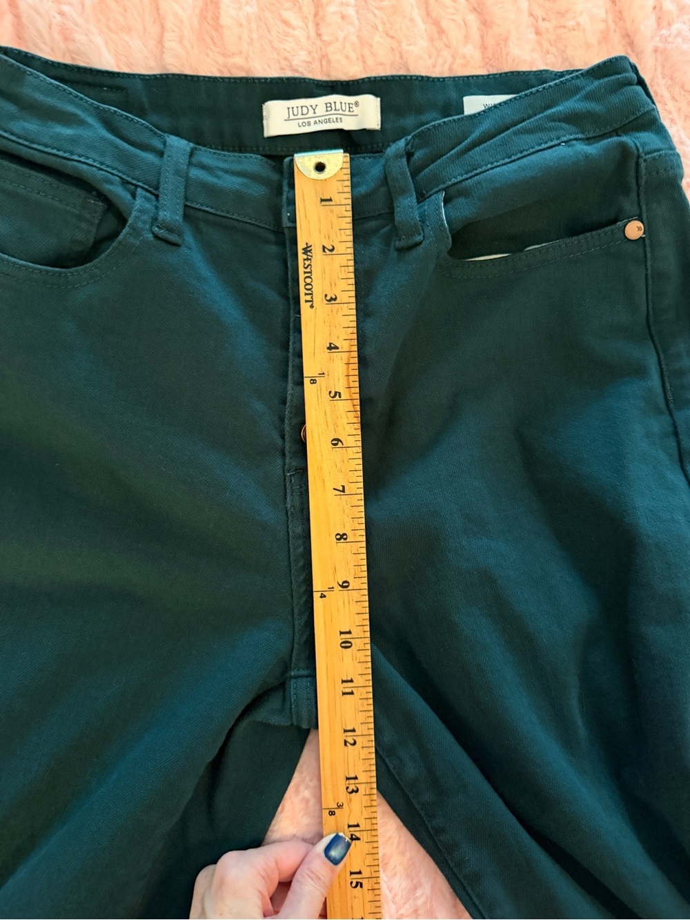 JUDY BLUE 9/29 Dark Green Wide Leg Crop Jeans - Picture 10 of 13